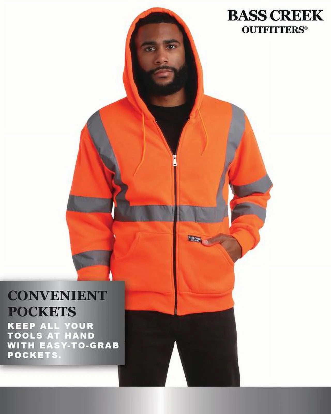 Men'S Jacket - Reflective Hi Vis Fleece Zip up Hoodie Jacket for Men M-XXL