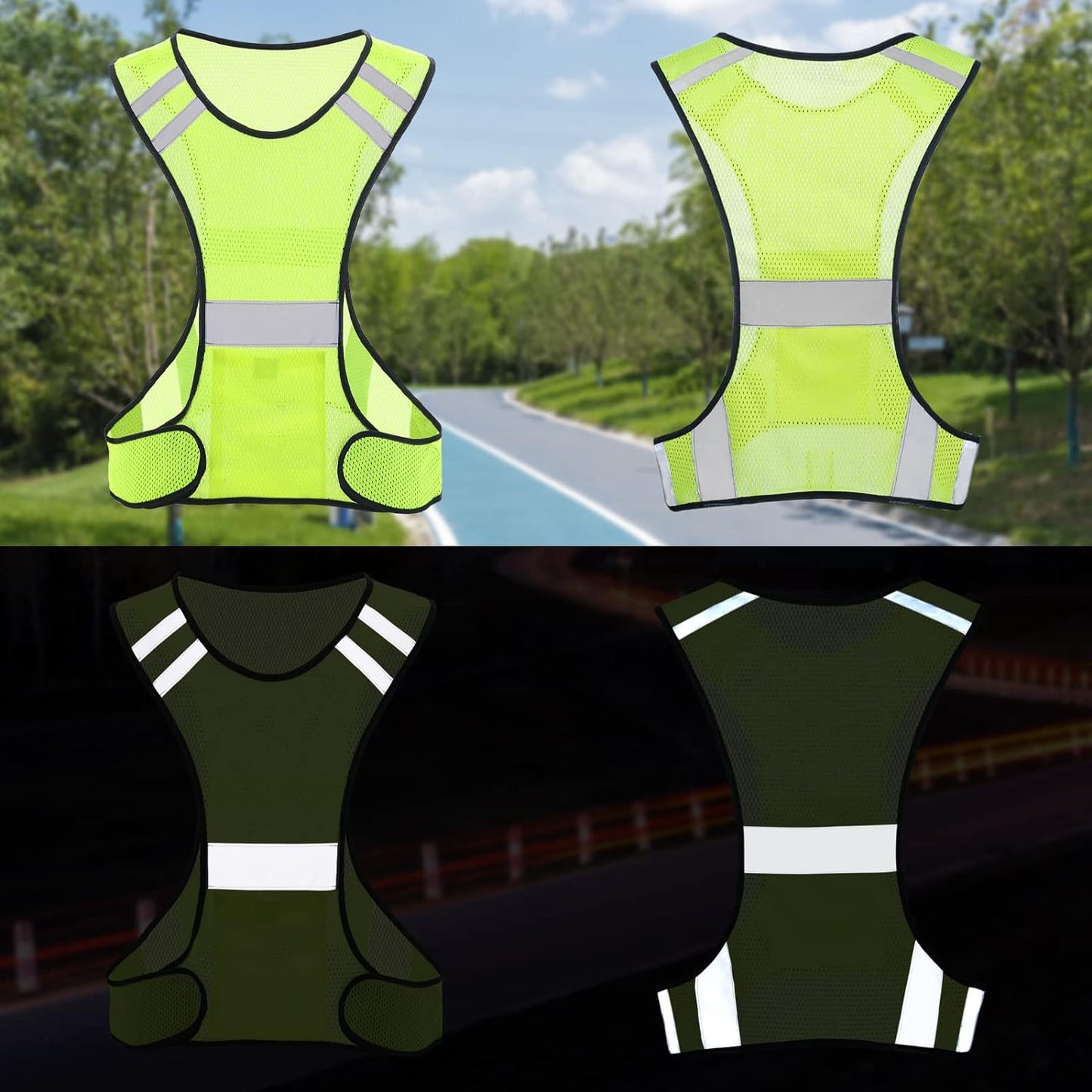 Reflective Running Vest, High Visibility Running Gear with Large Pocket