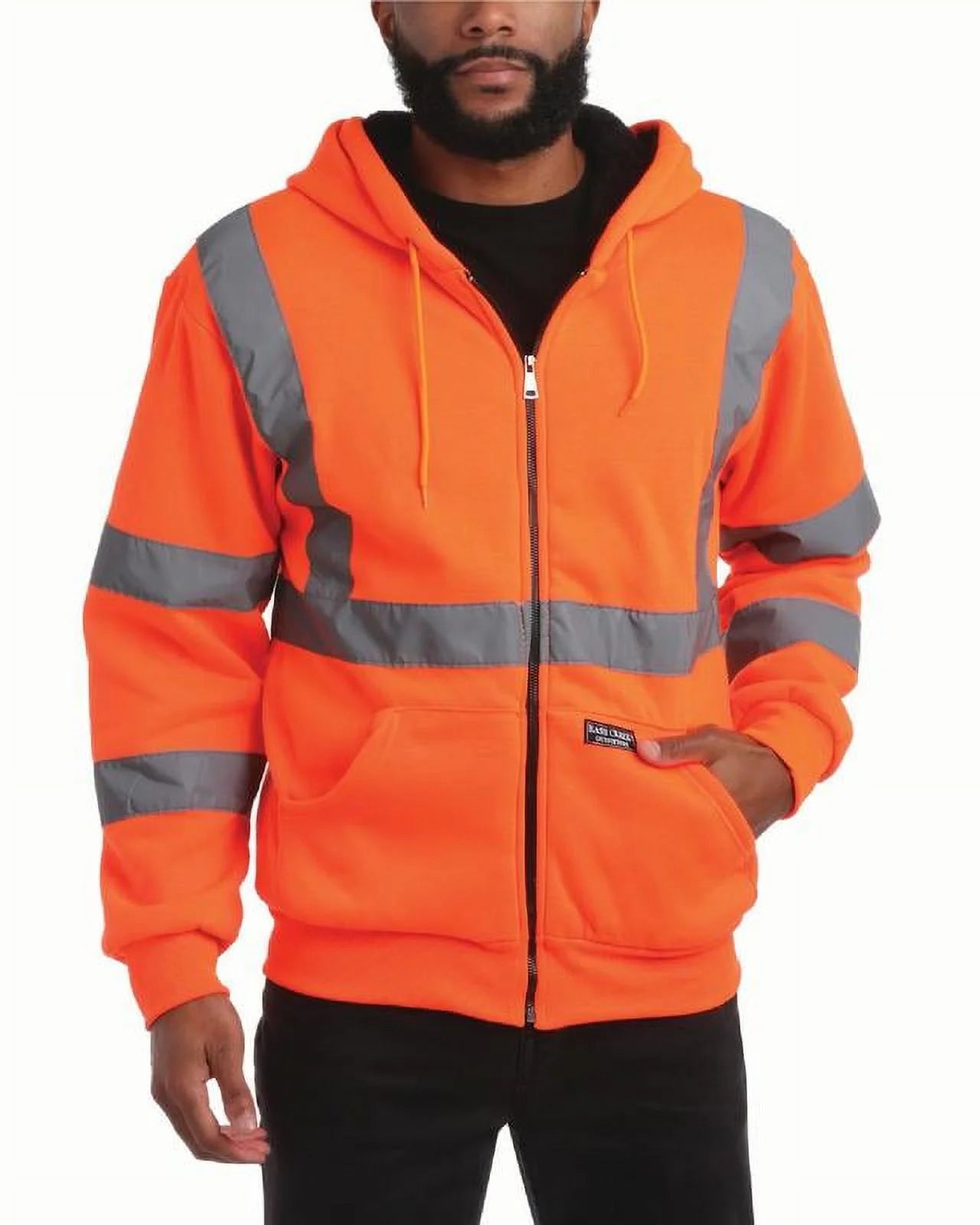 Men'S Jacket - Reflective Hi Vis Fleece Zip up Hoodie Jacket for Men M-XXL